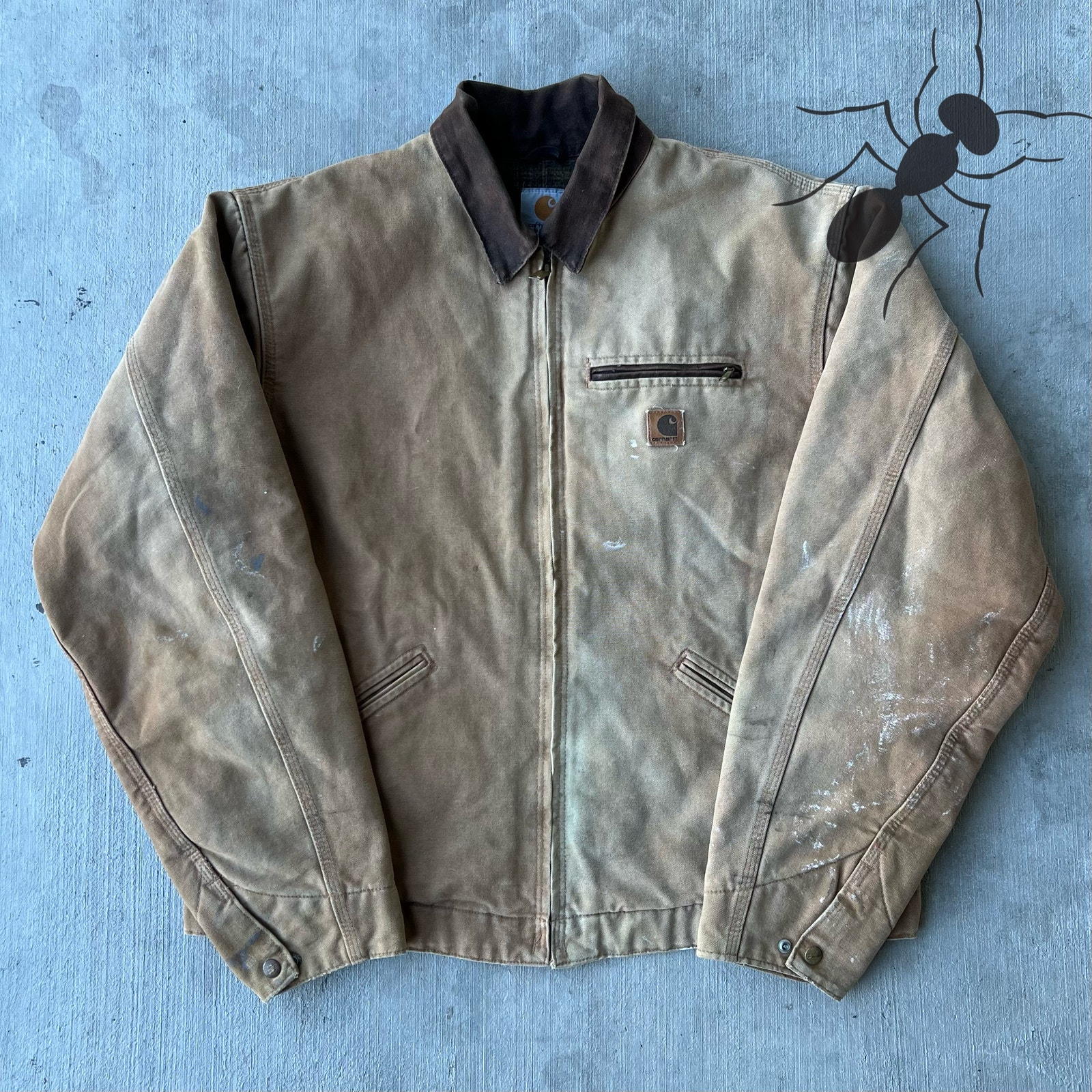 Vintage Y2k Carhartt J97 Brn Brown Faded Distressed Detroit Work Wear Jacket
